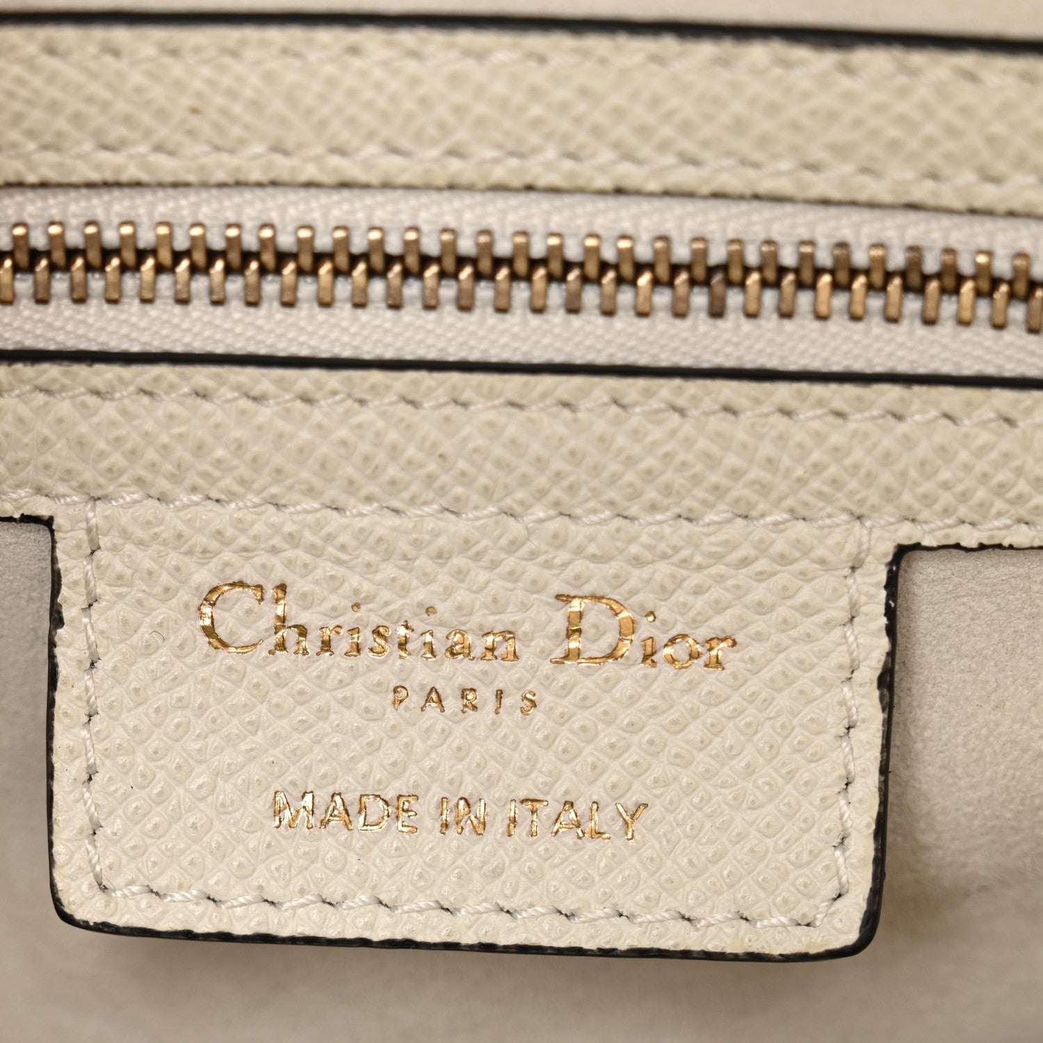 Christian Dior Grained Calfskin Saddle Bag White