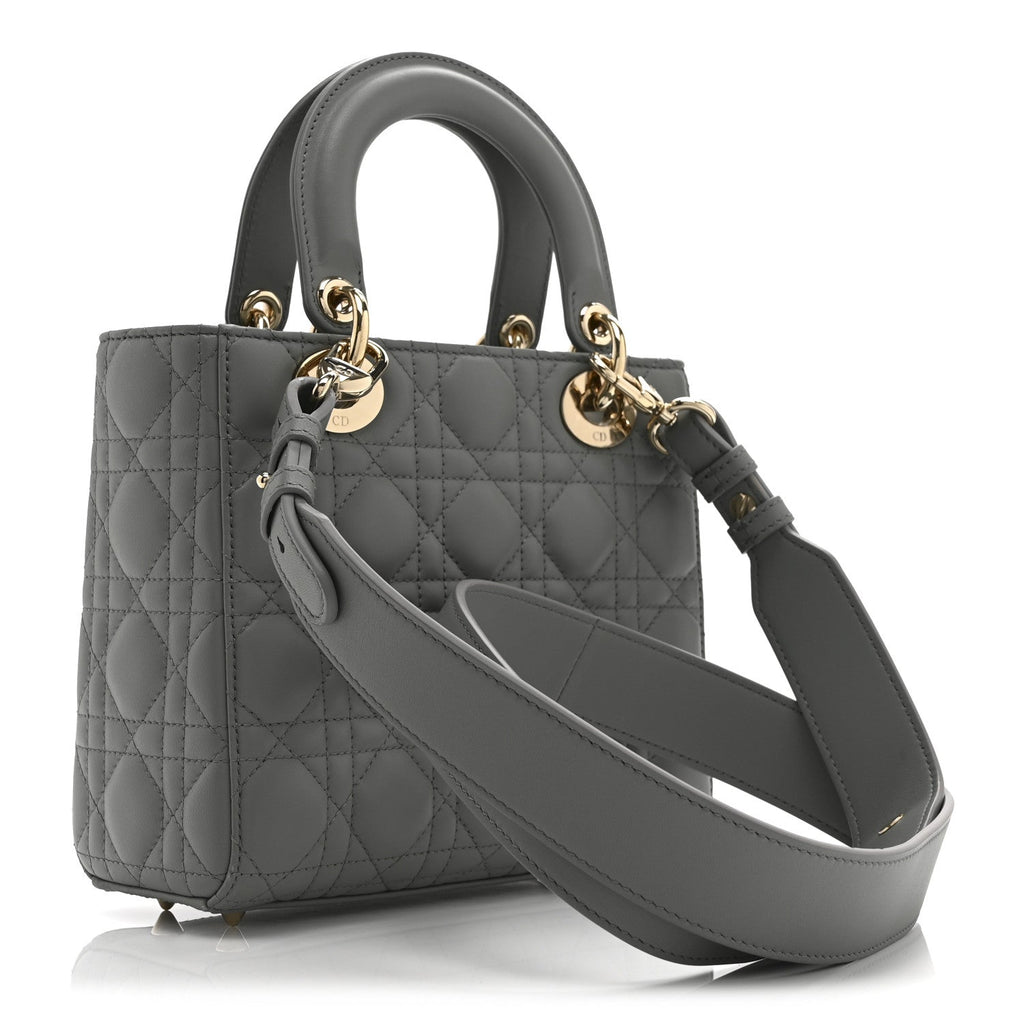 Christian Dior Lambskin Cannage Small My ABCDior Lady Dior Grey