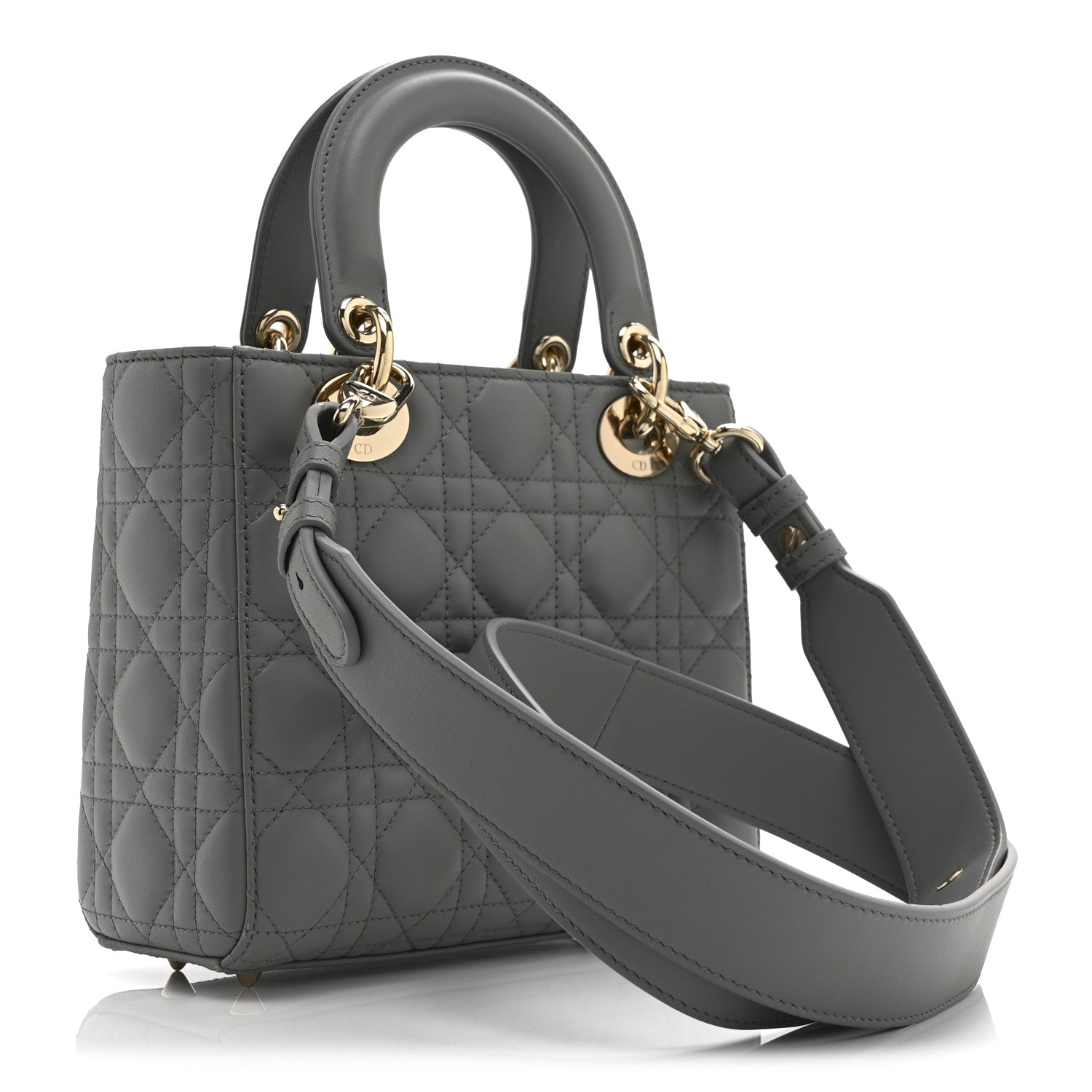Christian Dior Lambskin Cannage Small My ABCDior Lady Dior Grey