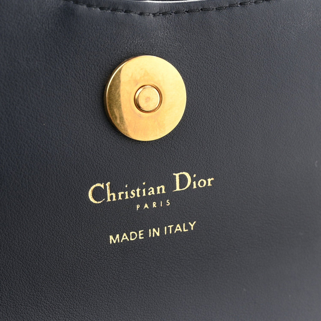 Christian Dior Oblique Smooth Calfskin Medium Saddle Pouch With Chain Blue