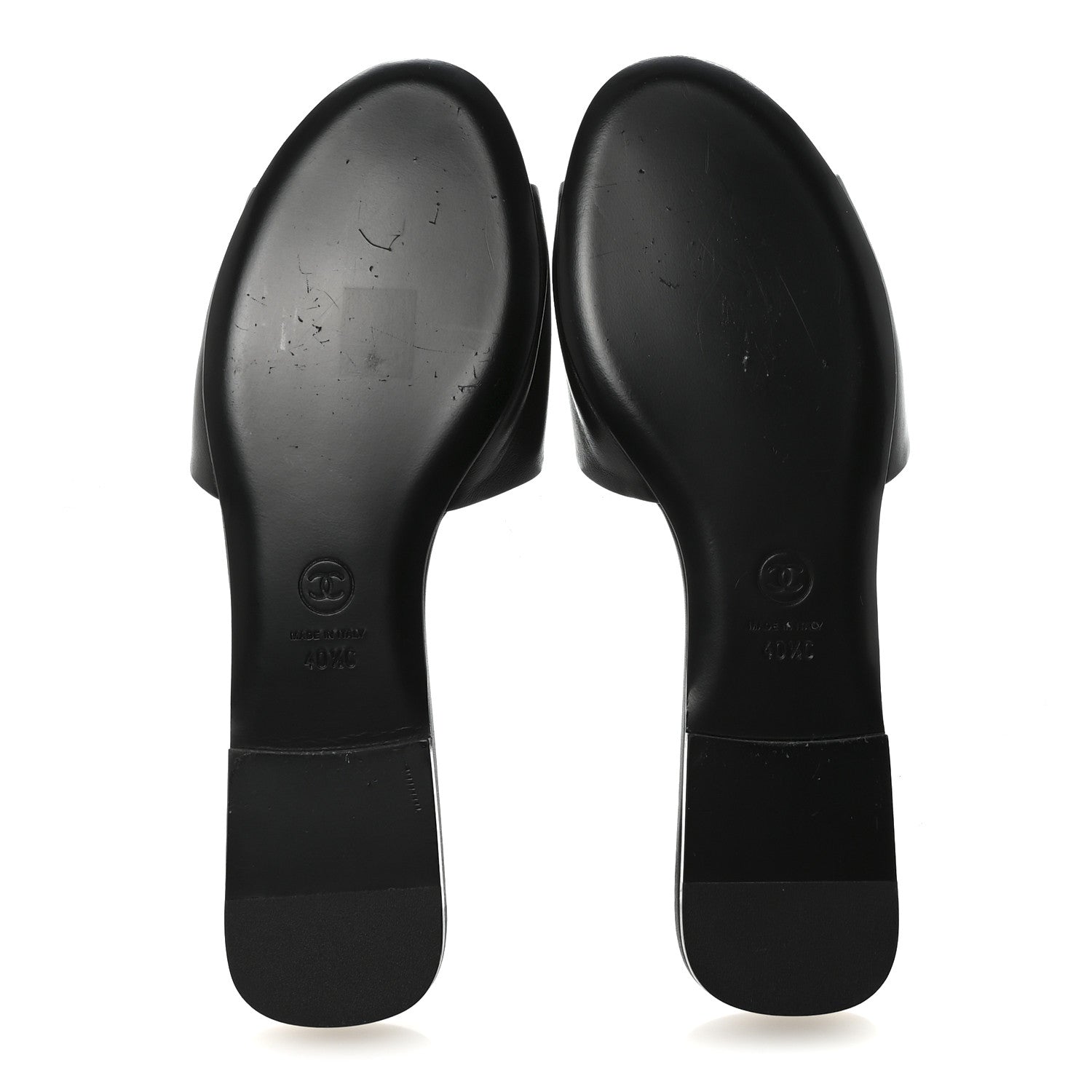 Lambskin Pearl CC Sandals 40.5 Black
