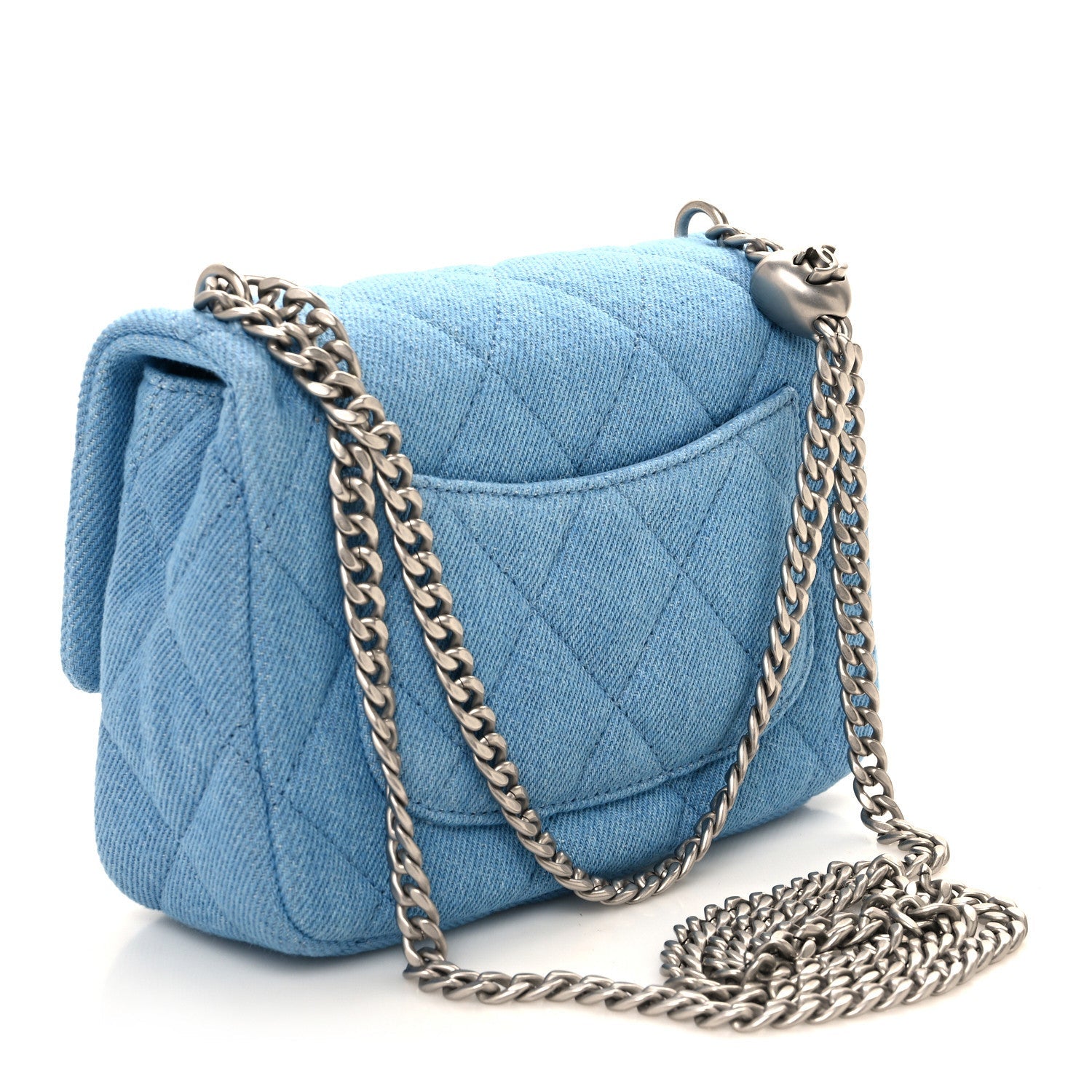 Chanel Denim Quilted Sweetheart Mini Flap Blue