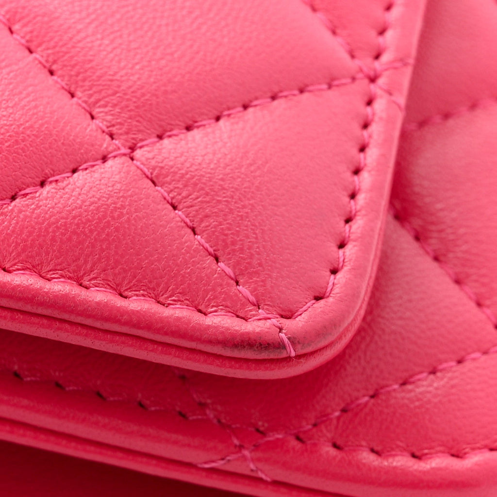Chanel Lambskin Quilted Trendy CC Wallet On Chain WOC Dark Pink