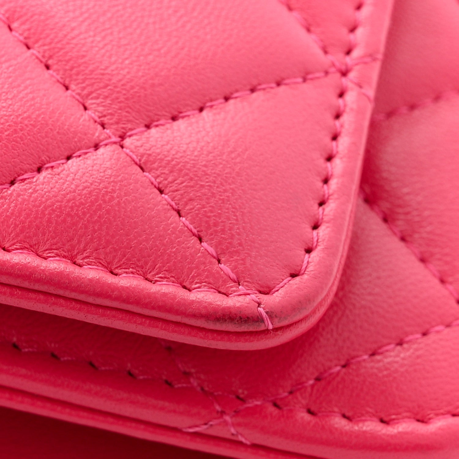Chanel Lambskin Quilted Trendy CC Wallet On Chain WOC Dark Pink