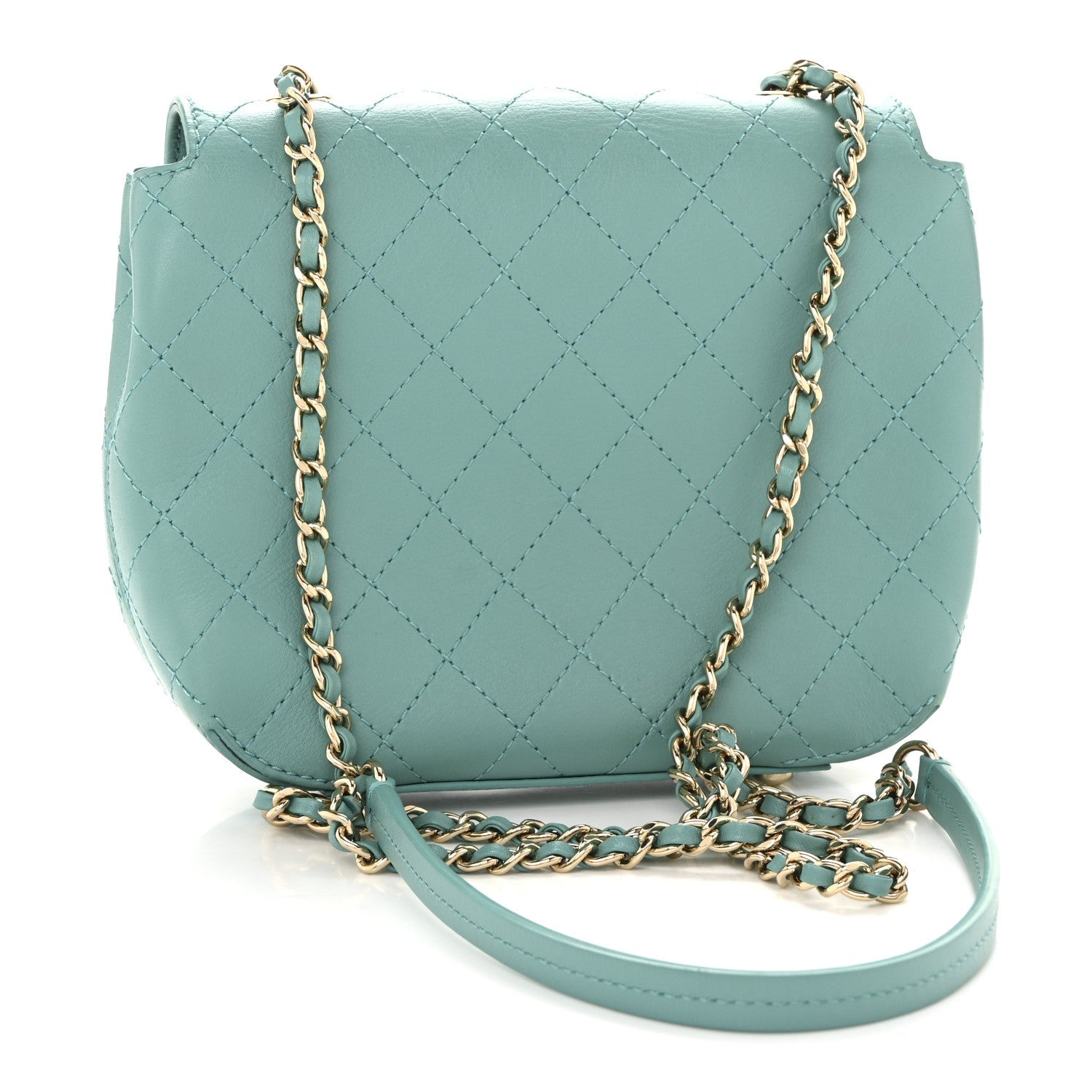 Chanel Calfskin Stitched Small Covered CC Flap Bag Green
