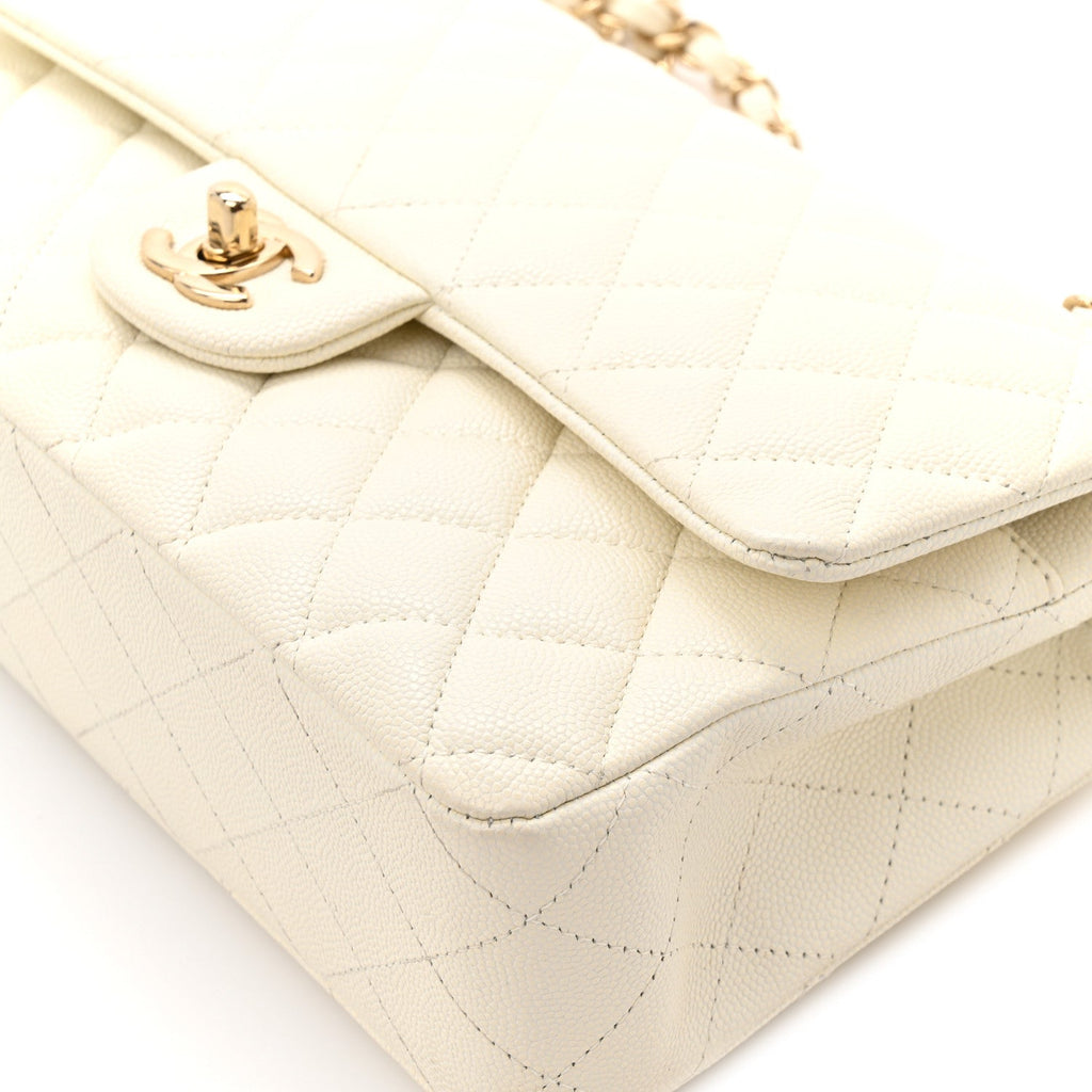 Chanel Caviar Quilted Medium Double Flap White