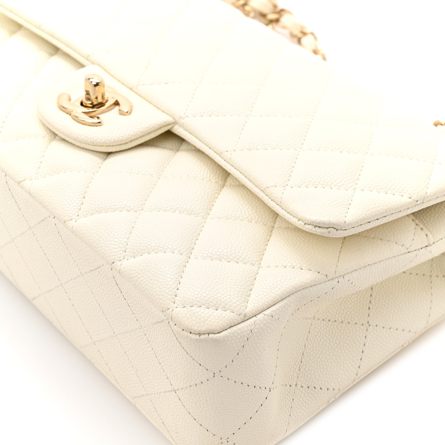 Chanel Caviar Quilted Medium Double Flap White