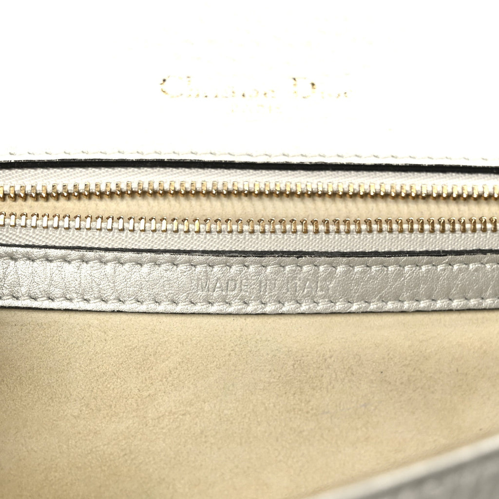 Christian Dior Metallic Grained Calfskin Medium Diorama Flap Bag Silver