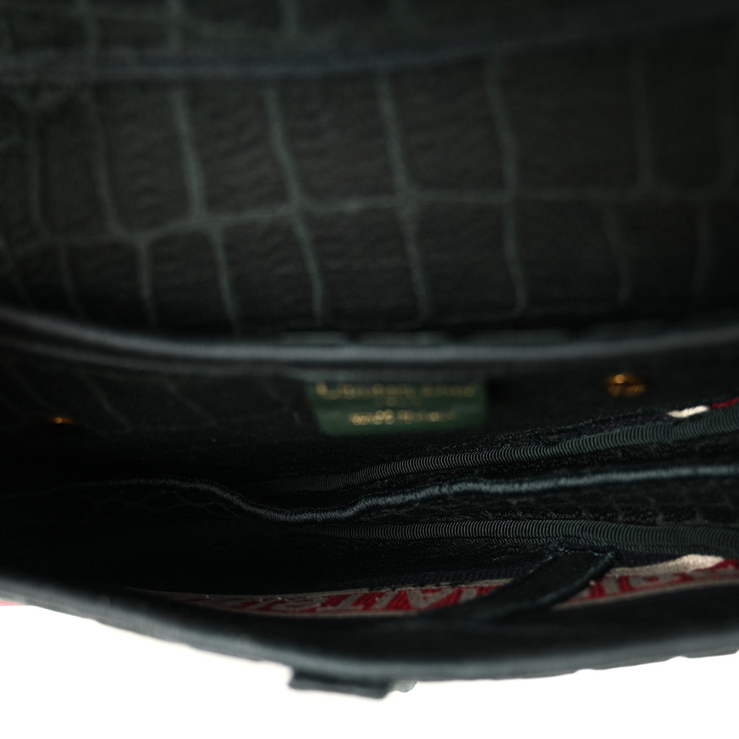 Christian Dior Velvet Crocodile Effect Saddle Bag Green