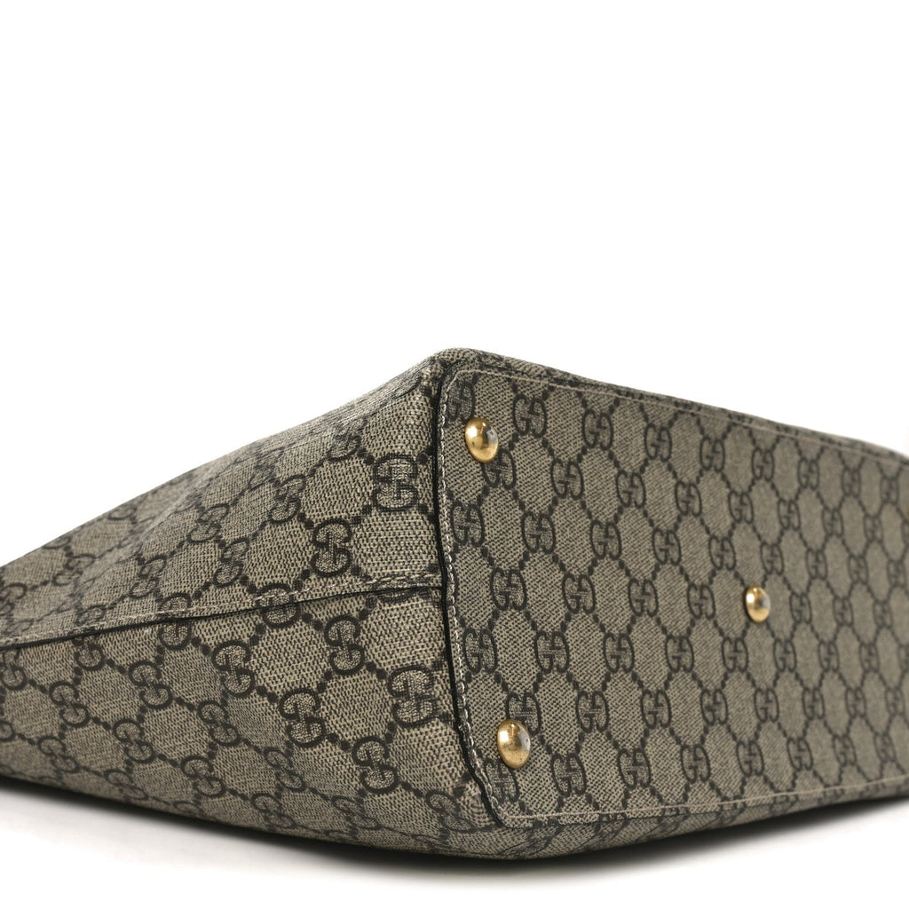 Gucci GG Supreme Monogram Medium Zippered Bucket Tote Beige Tuscany