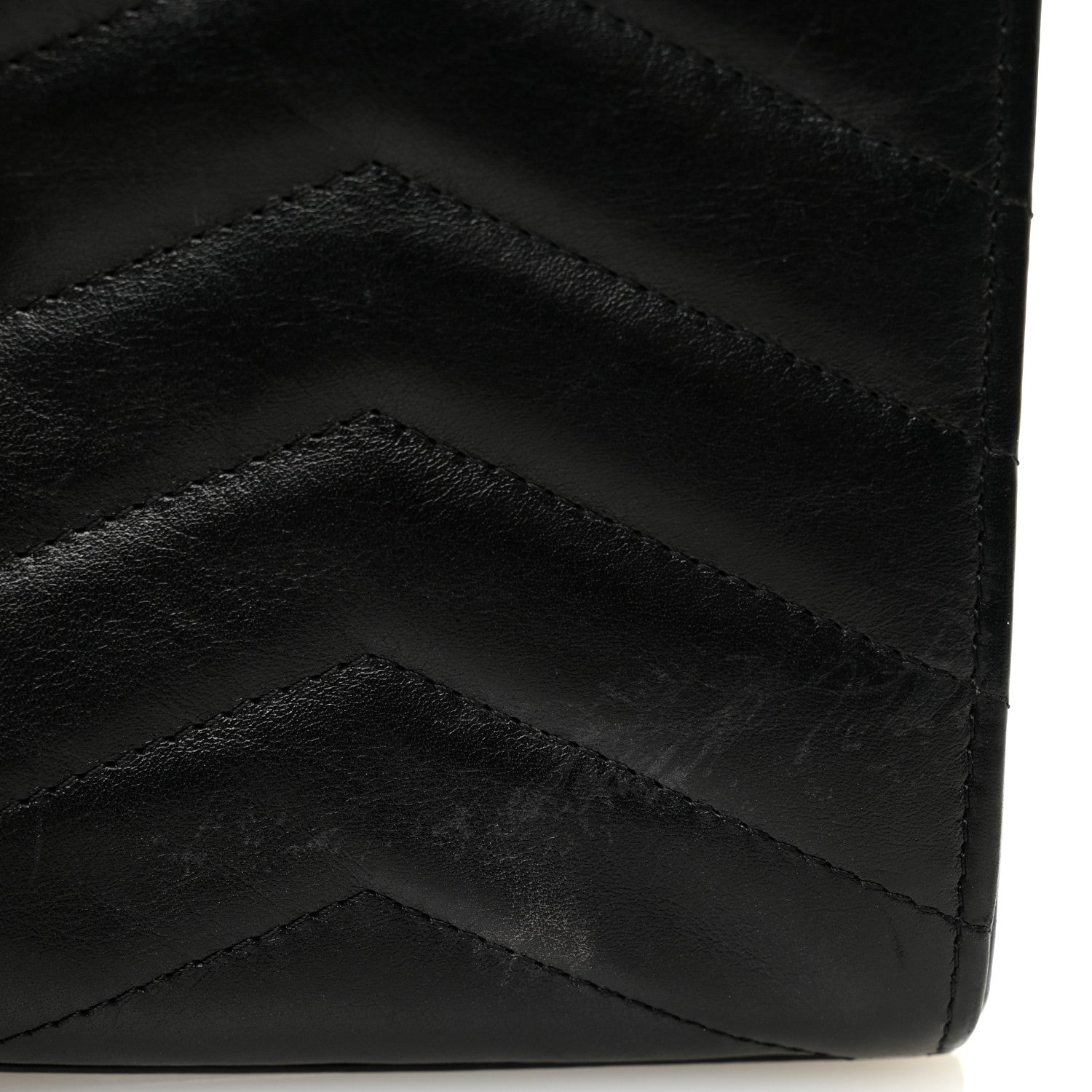Calfskin Chevron Quilted Medal Mini Clutch With Chain  Black