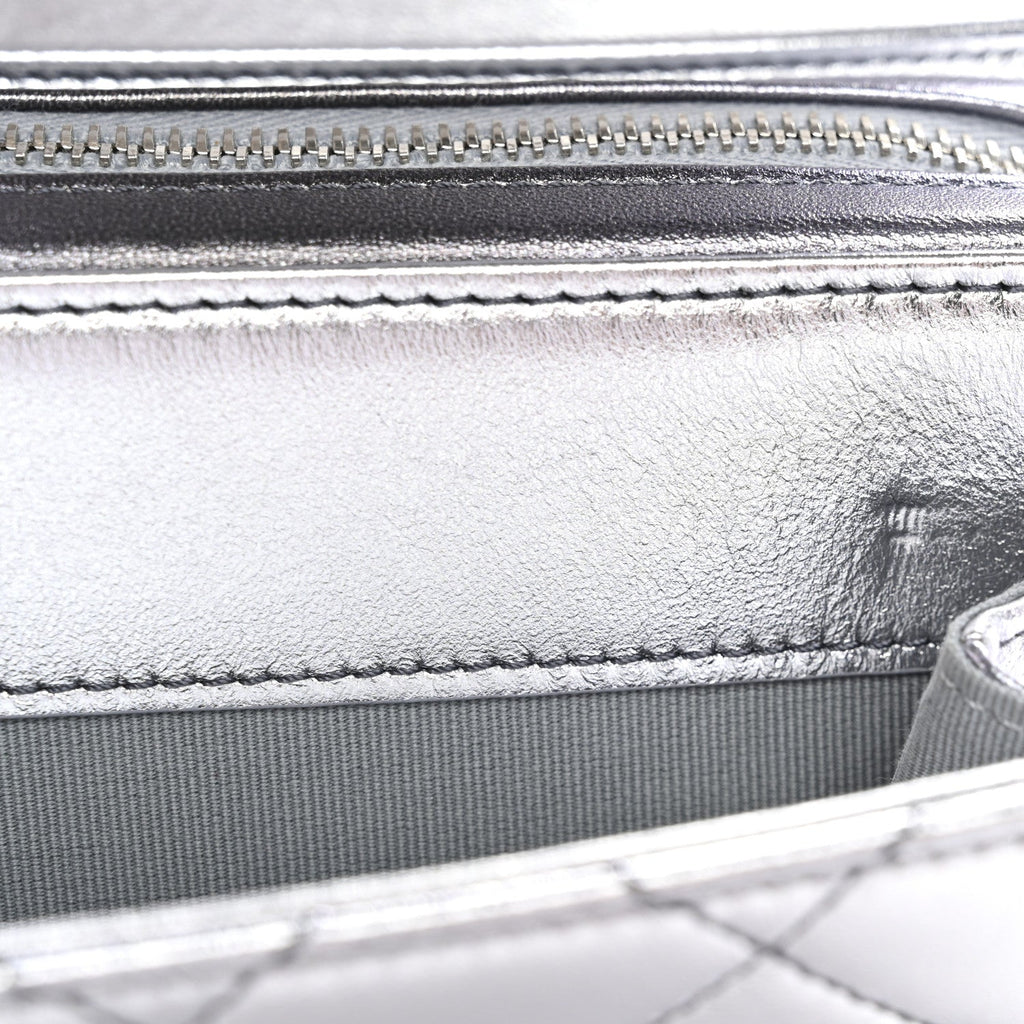 Chanel Metallic Lambskin Like A Wallet Flap Silvery Black