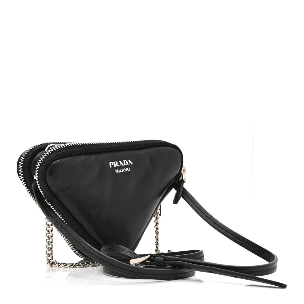 Prada Nappa Soft Padded Mini Triangle Crossbody Pouch Black