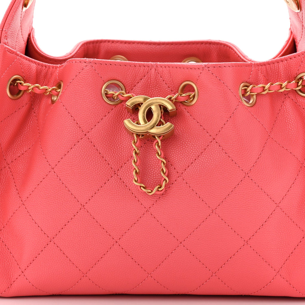 Chanel Caviar Quilted Mini Chanel 25 Handbag Coral