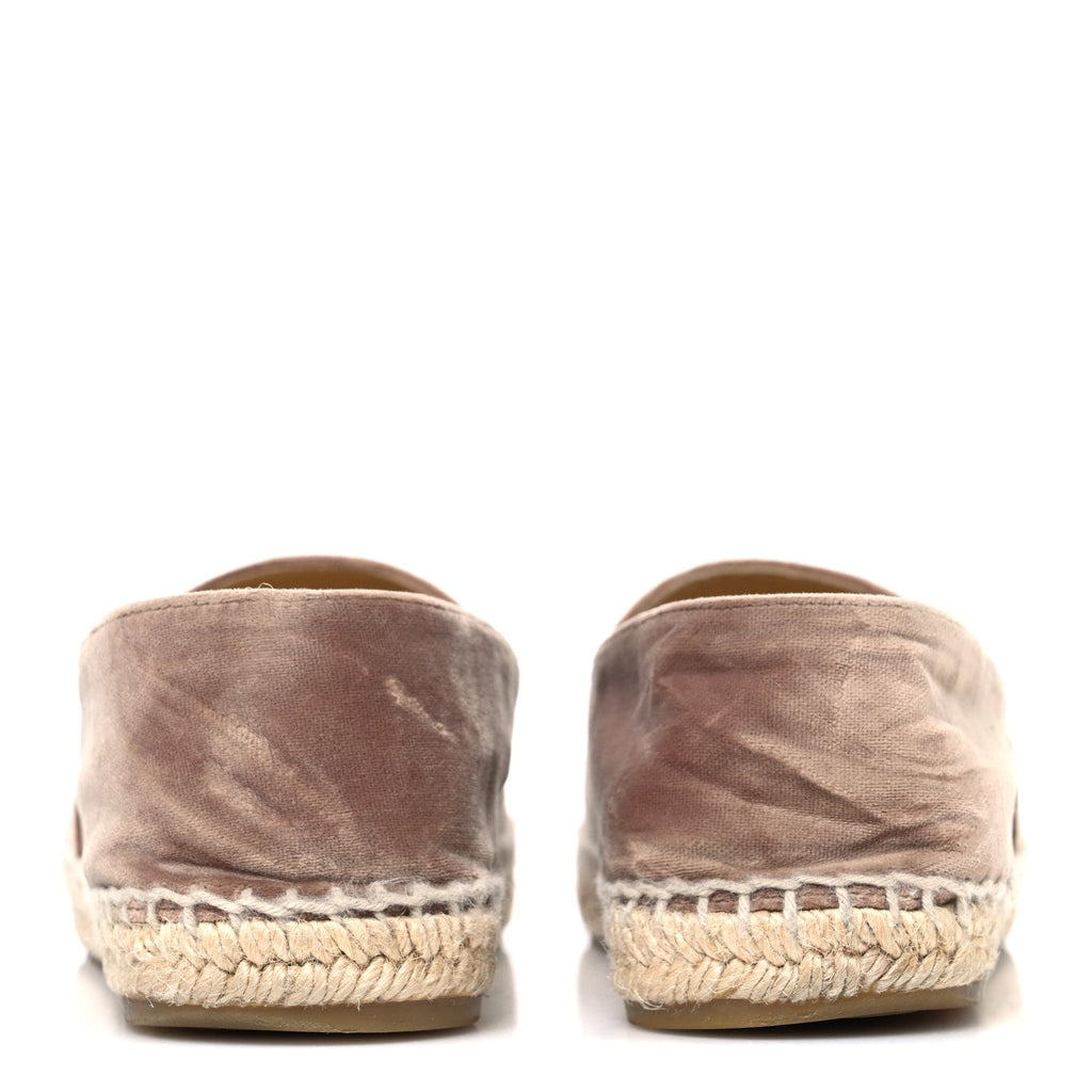 Chanel Velvet Logo Espadrilles 37 Beige Black