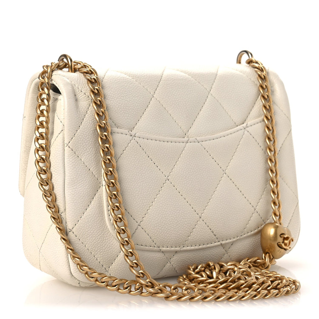 Chanel Caviar Quilted Mini Sweetheart Flap White