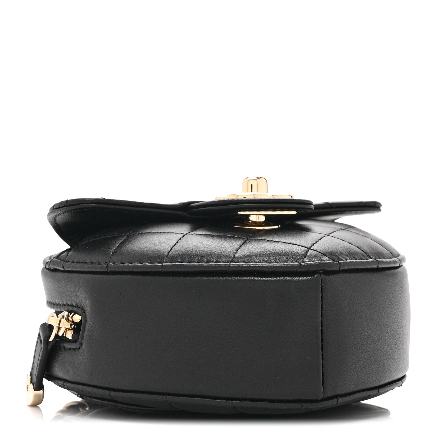 Chanel Lambskin Quilted CC In Love Heart Clutch With Chain Black