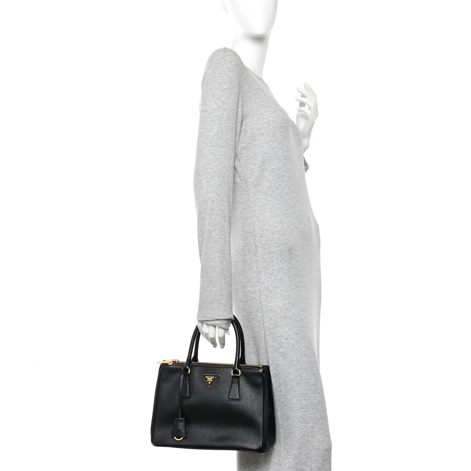 Prada Saffiano Small Galleria Double Zip Tote Black