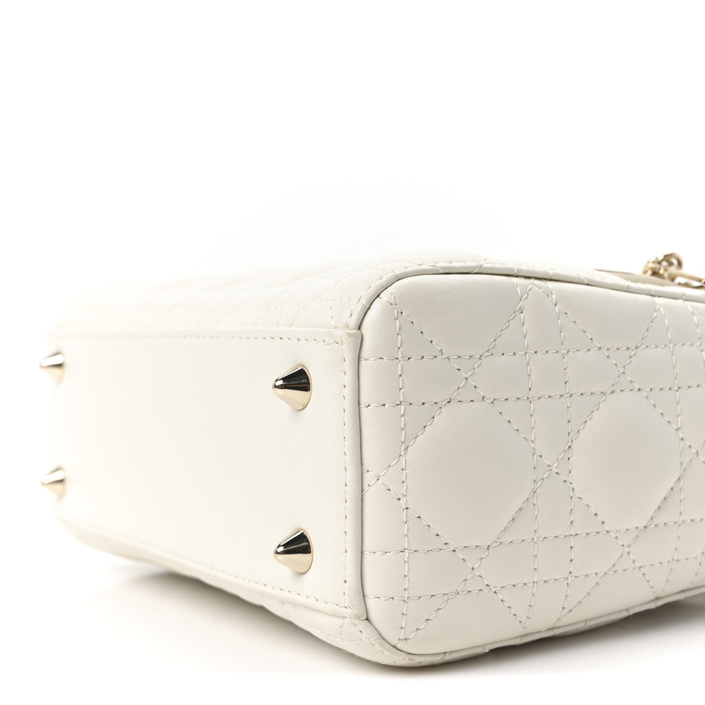 Christian Dior Lambskin Cannage Small My ABCDior Lady Dior White