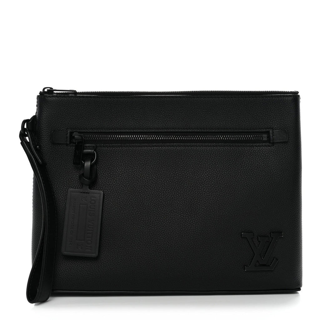 Louis Vuitton Grained Calfskin Aerogram Takeoff Pouch Black