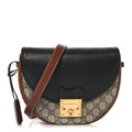 Gucci GG Supreme Monogram Calfskin Small Padlock Messenger Shoulder Bag Beige Black Cuir