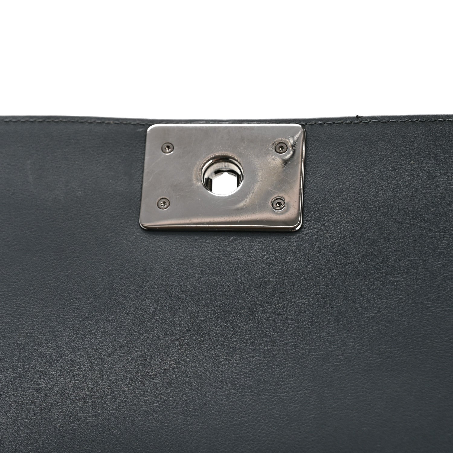 Chanel Calfskin Chevron Quilted New Medium Boy Flap Dark Navy Blue