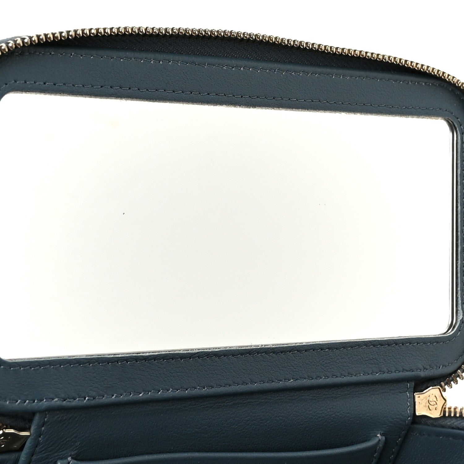Chanel Lambskin Quilted Small Top Handle Vanity Case With Chain Blue