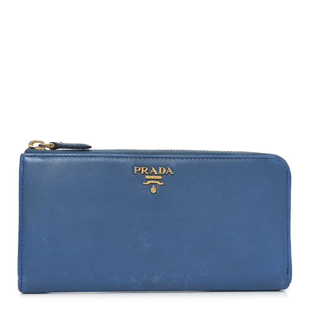 Prada Vitello Move Half Zip Wallet Cobalto