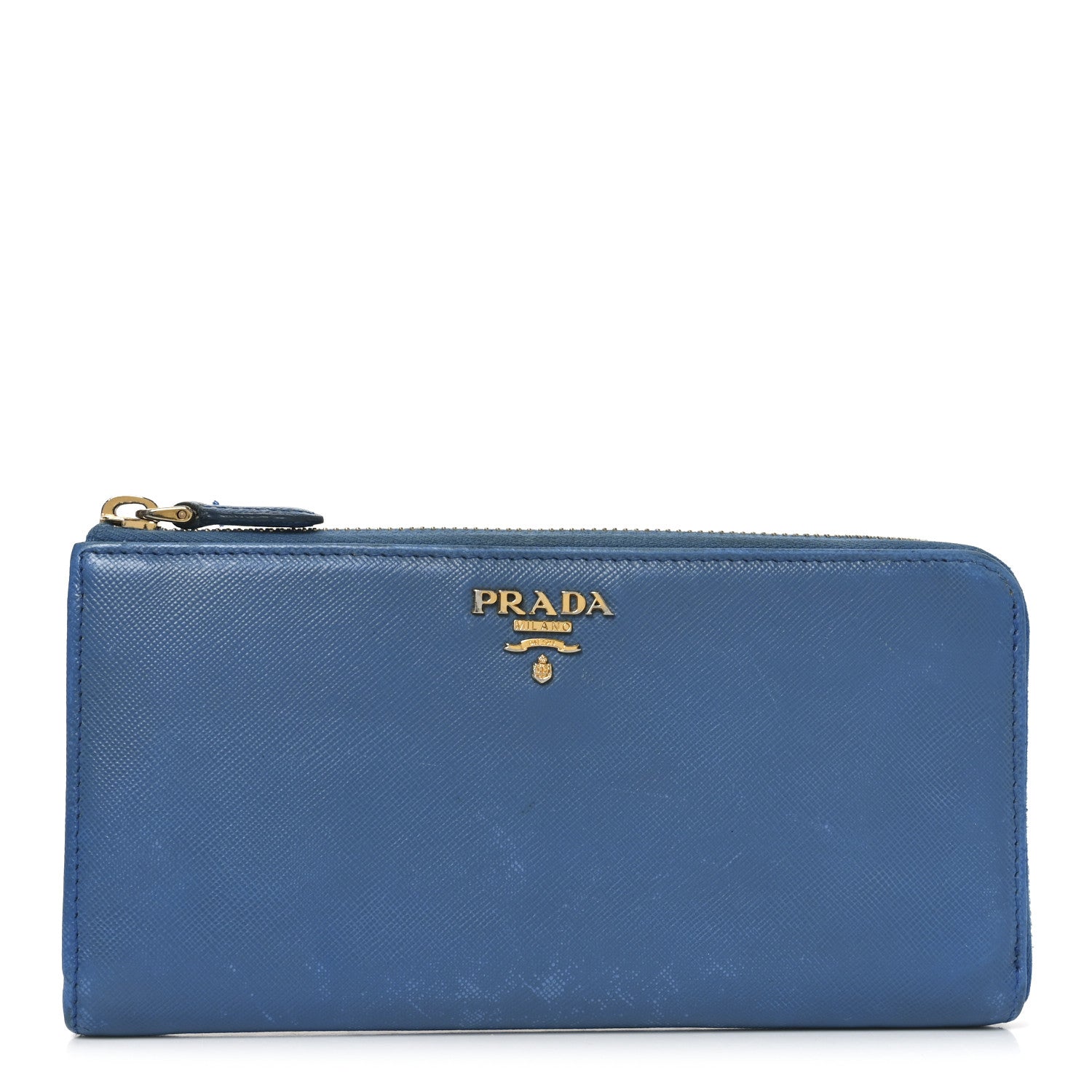 Prada Vitello Move Half Zip Wallet Cobalto