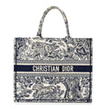 Christian Dior Canvas Embroidered Large Dioriviera Toile De Jouy Book Tote Blue