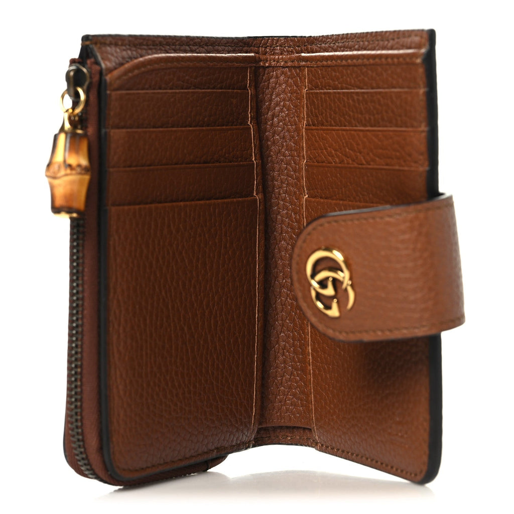 Gucci Piuma Calfskin Medium Bamboo Double G Wallet Cuir