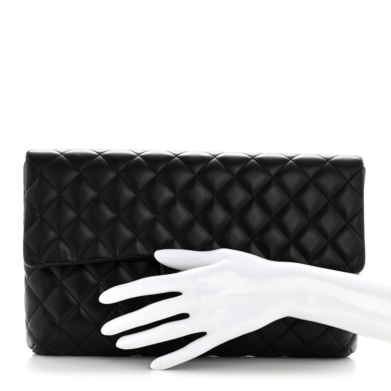 Chanel Lambskin Quilted Flap Clutch Black
