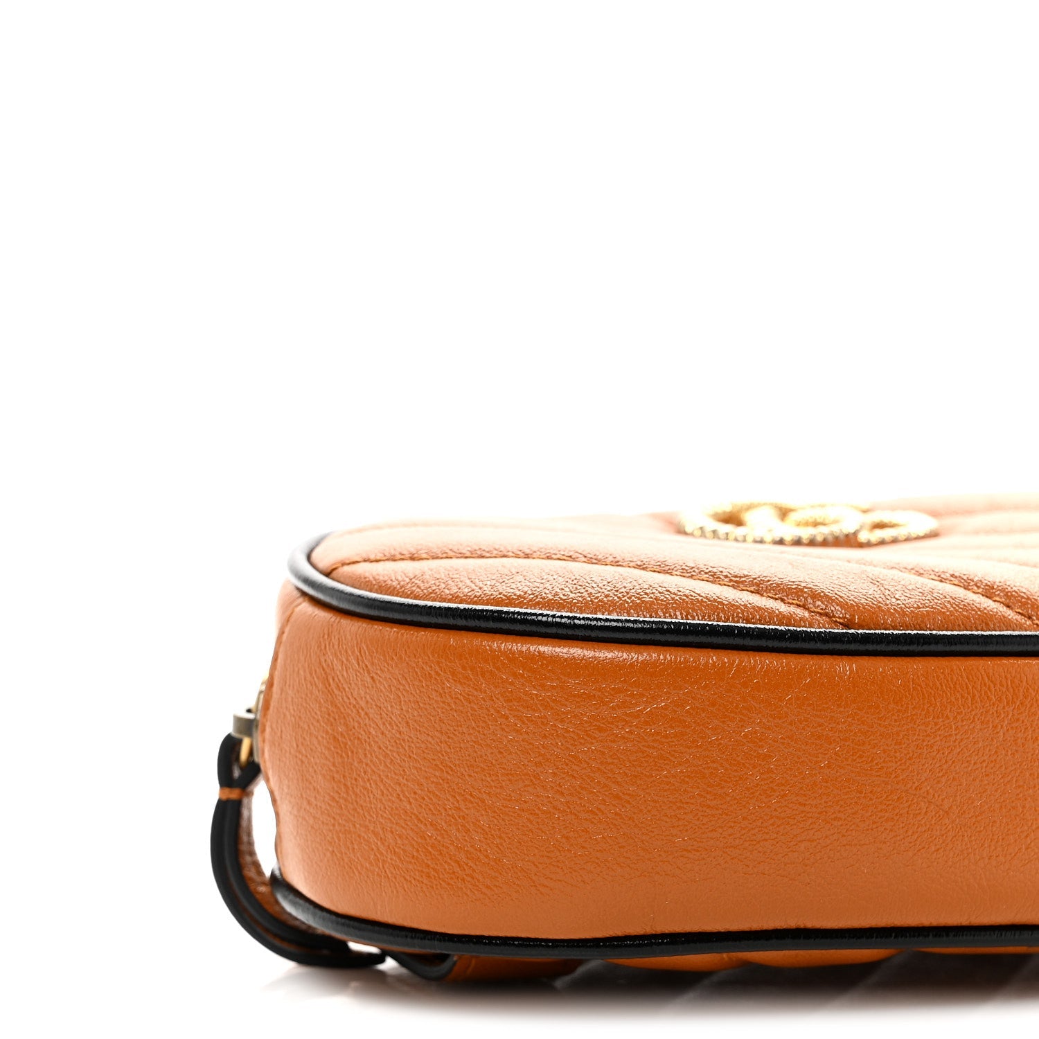 Gucci Vintage Effect Calfskin Matelasse Diagonal Torchon GG Marmont Belt Bag 95 38 Cognac