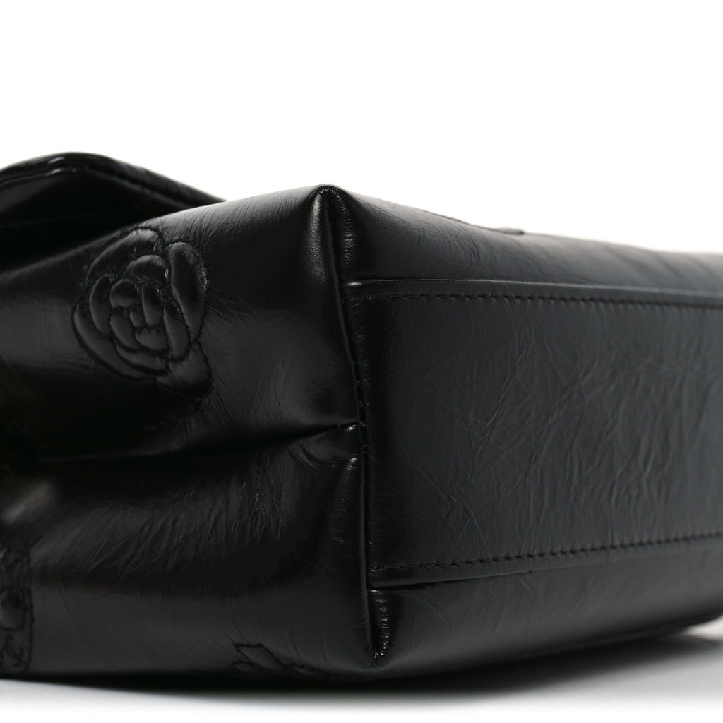 Chanel Crumbled Calfskin Embossed Flap Black