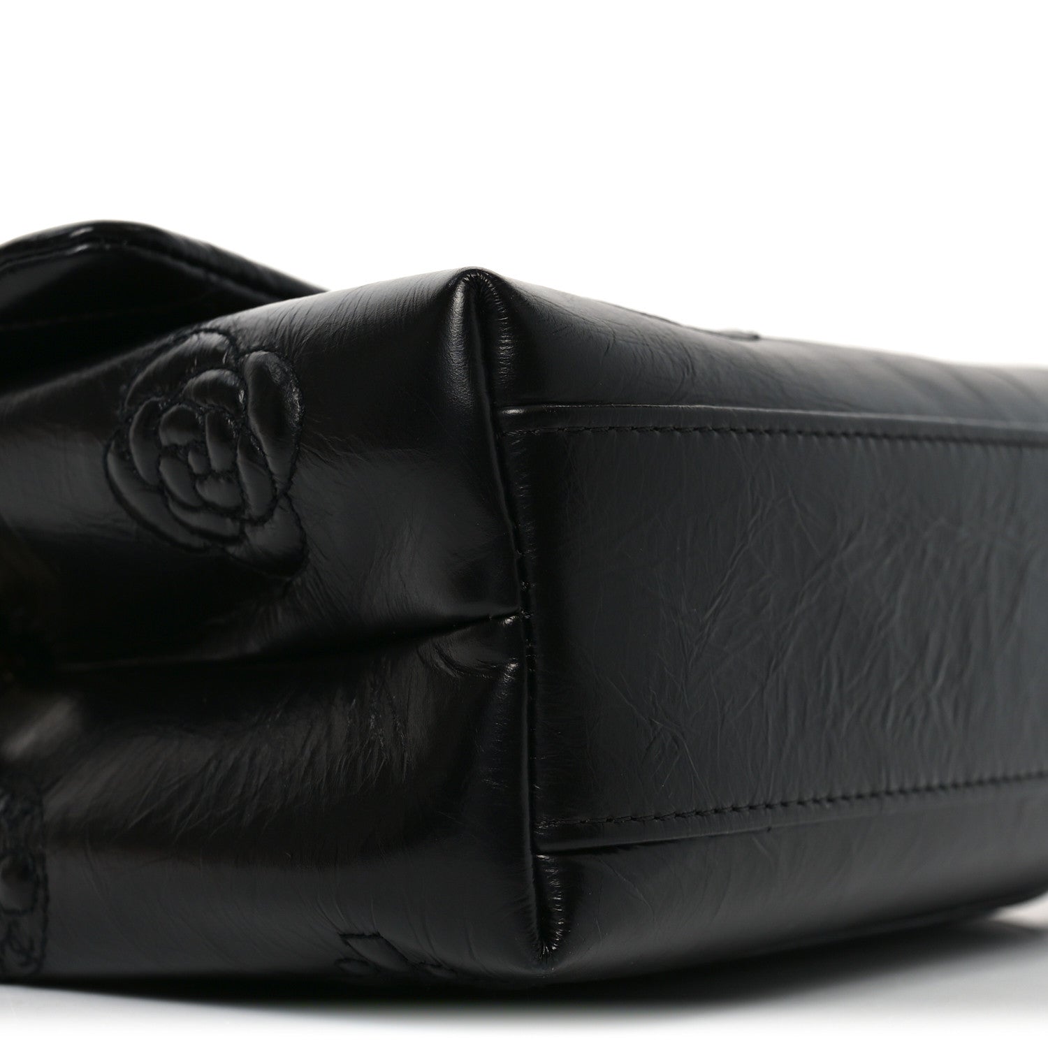 Chanel Crumbled Calfskin Embossed Flap Black