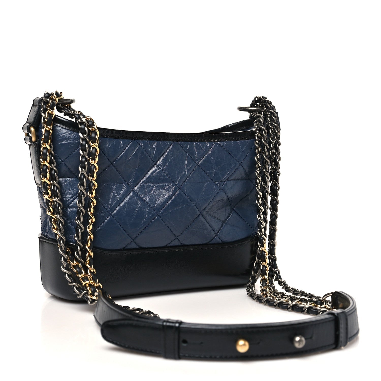 Chanel Aged Calfskin Quilted Small Gabrielle Hobo Dark Grey