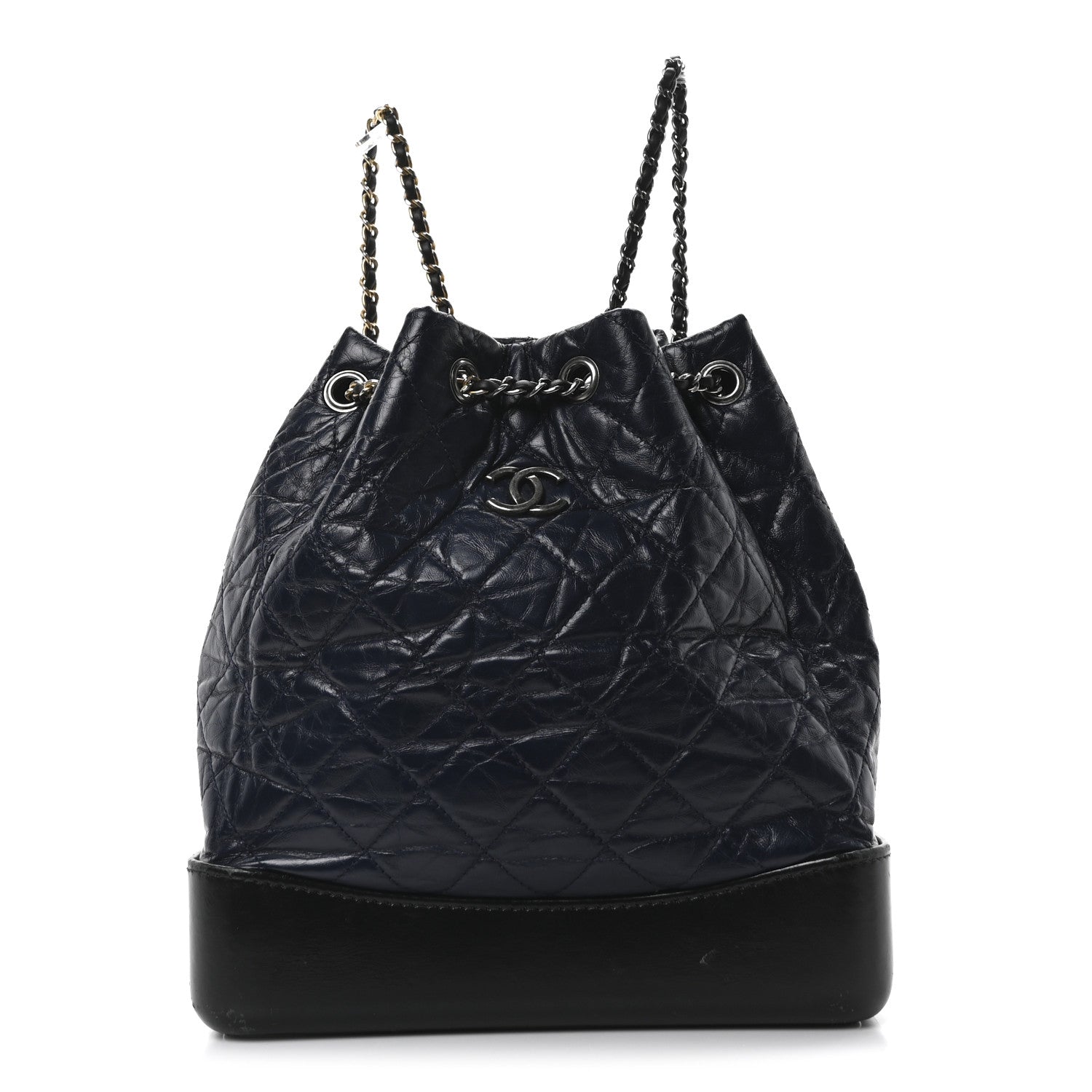 Chanel Aged Calfskin Quilted Small Gabrielle Backpack Blue Black