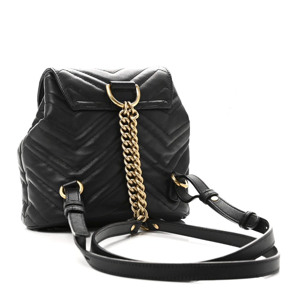 Gucci Calfskin Matelasse GG Marmont Flap Backpack Black