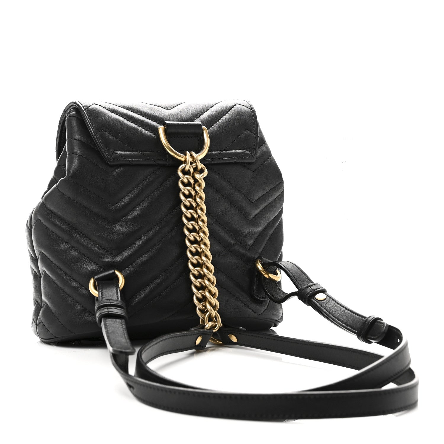 Gucci Calfskin Matelasse GG Marmont Flap Backpack Black