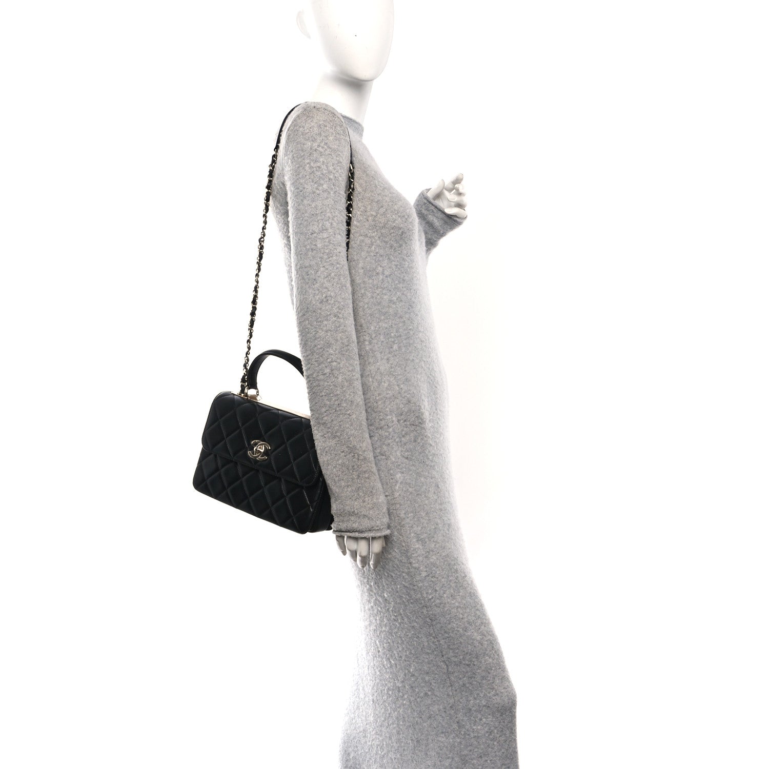 Chanel Lambskin Quilted Small Trendy CC Dual Handle Flap Bag Black
