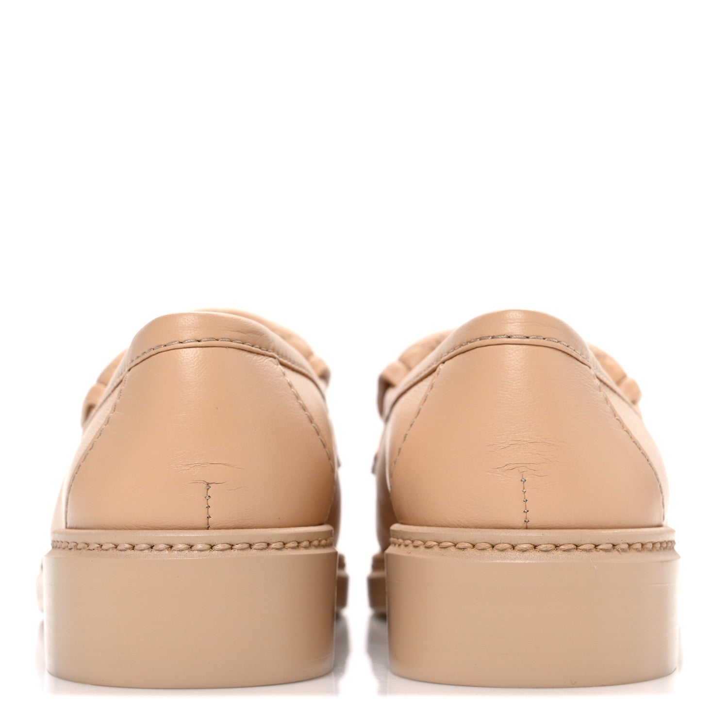 Lambskin Quilted CC Turnlock Moccasins 37 Beige
