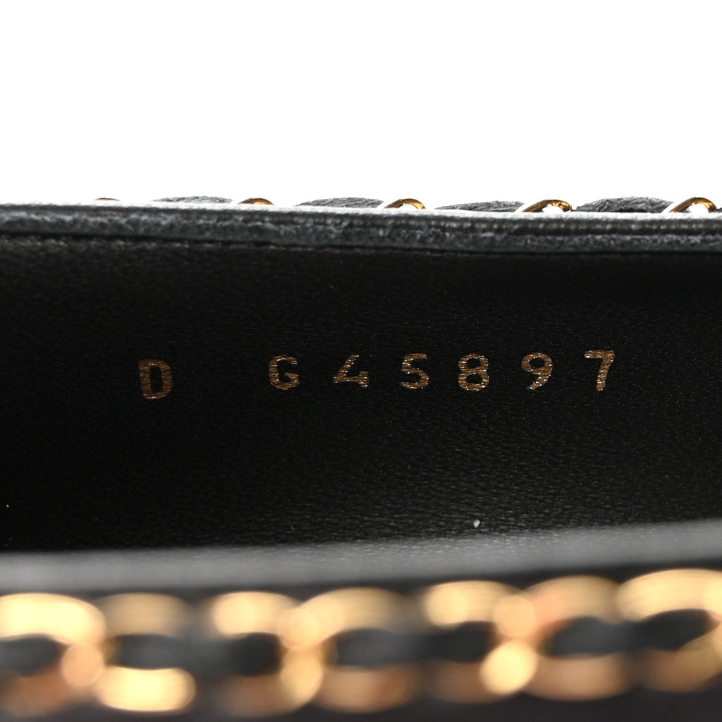 Lambskin Patent Cap Toe Chain Around Ballerina Flats 38.5 Black