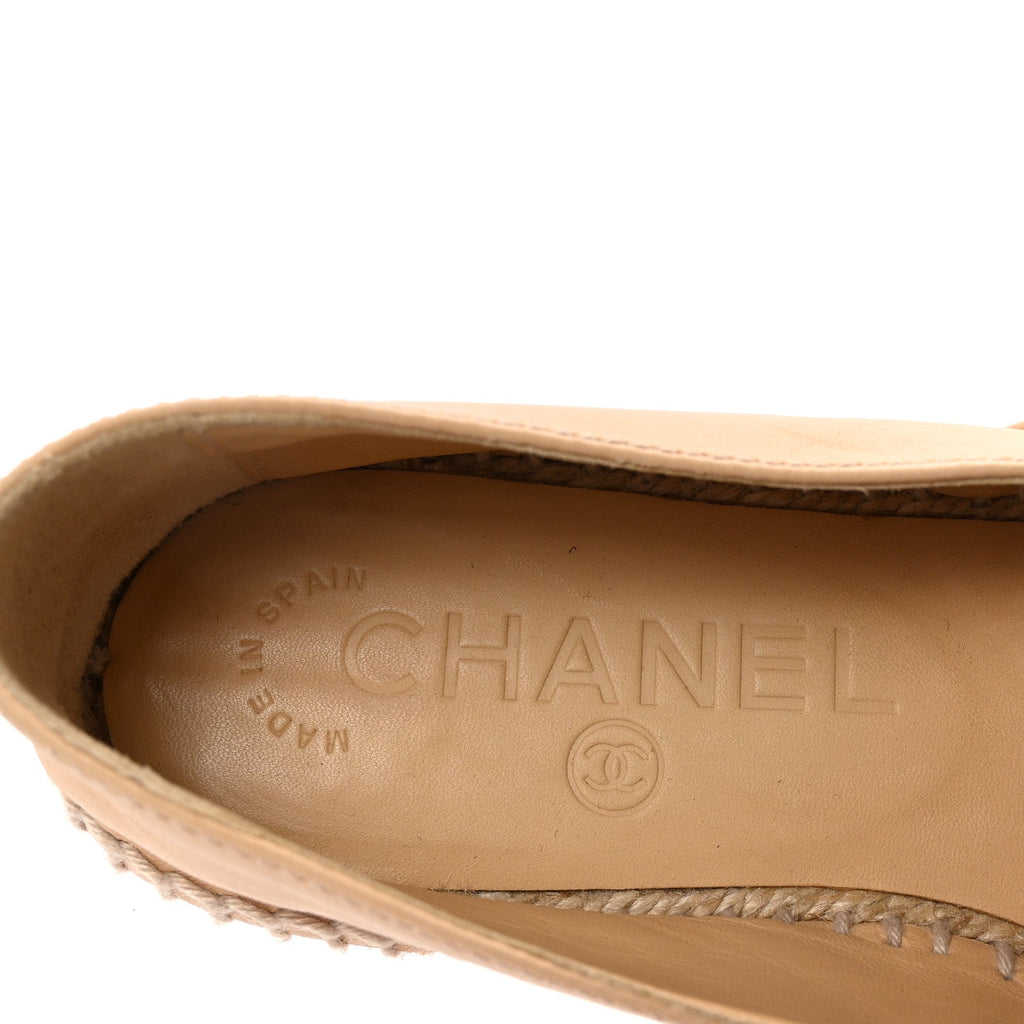 Lambskin CC Espadrilles 35 Beige Black