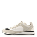 Nylon Suede Kidskin Calfskin Logo Sneakers 37.5 White Black