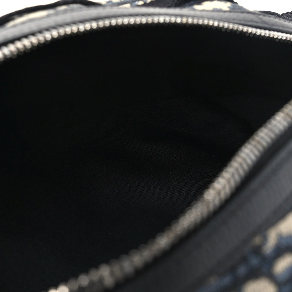 Christian Dior Grained Calfskin Oblique Scarab Sling Bag Blue Black