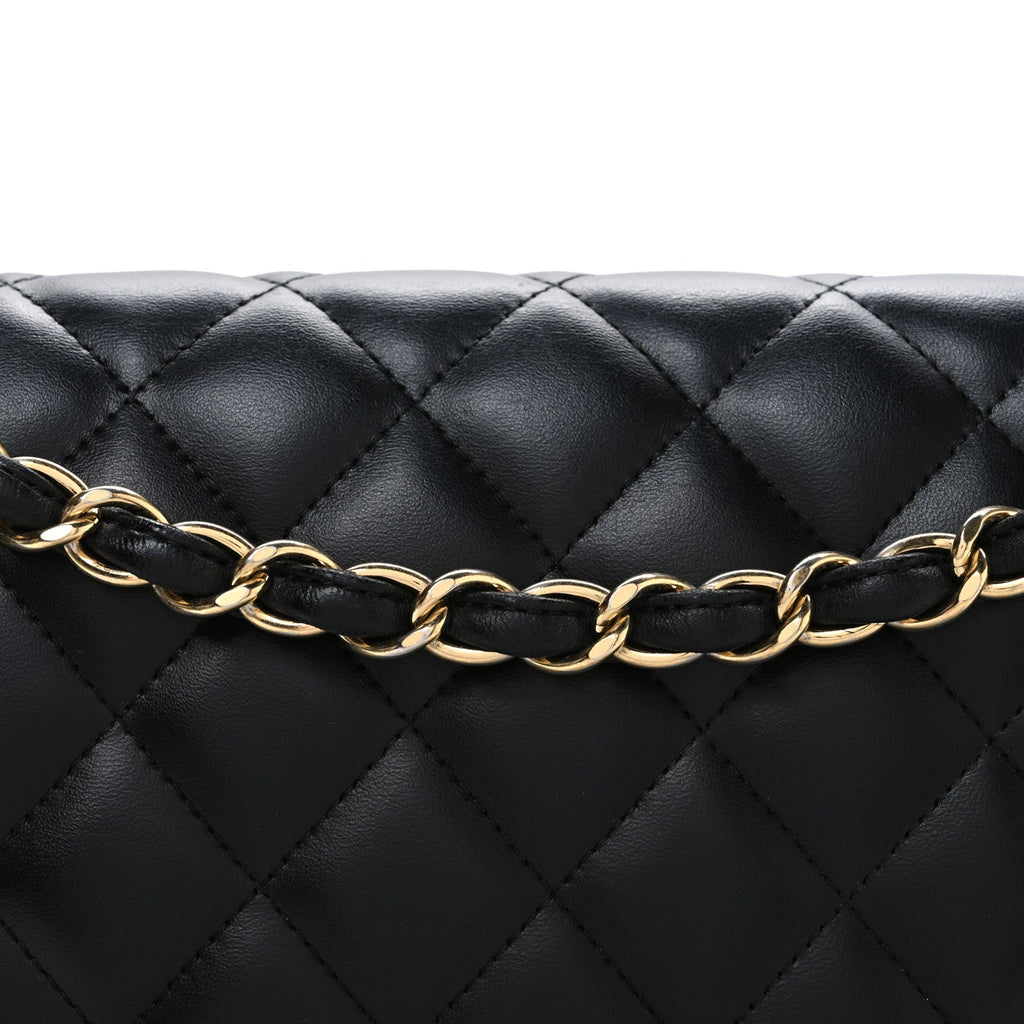 Chanel Lambskin Quilted Jumbo Double Flap Black