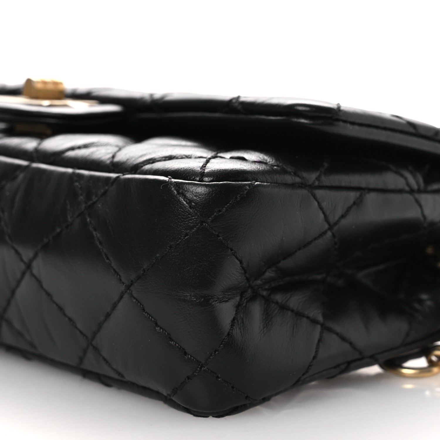 Chanel Aged Calfskin Quilted 2.55 Reissue Flap Belt Bag Clutch Black