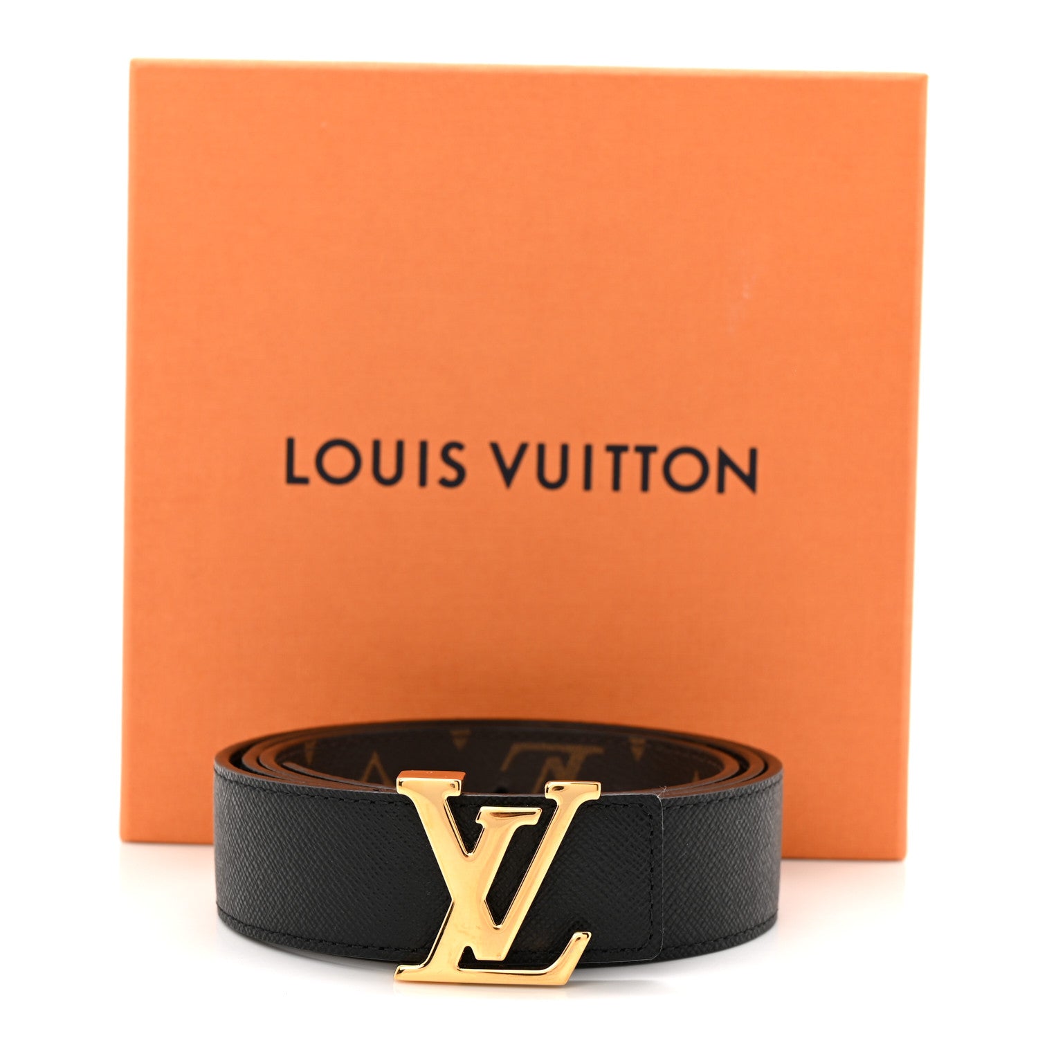 Louis Vuitton Calfskin Monogram 30mm LV Initiales Reversible Belt 85 34 Black