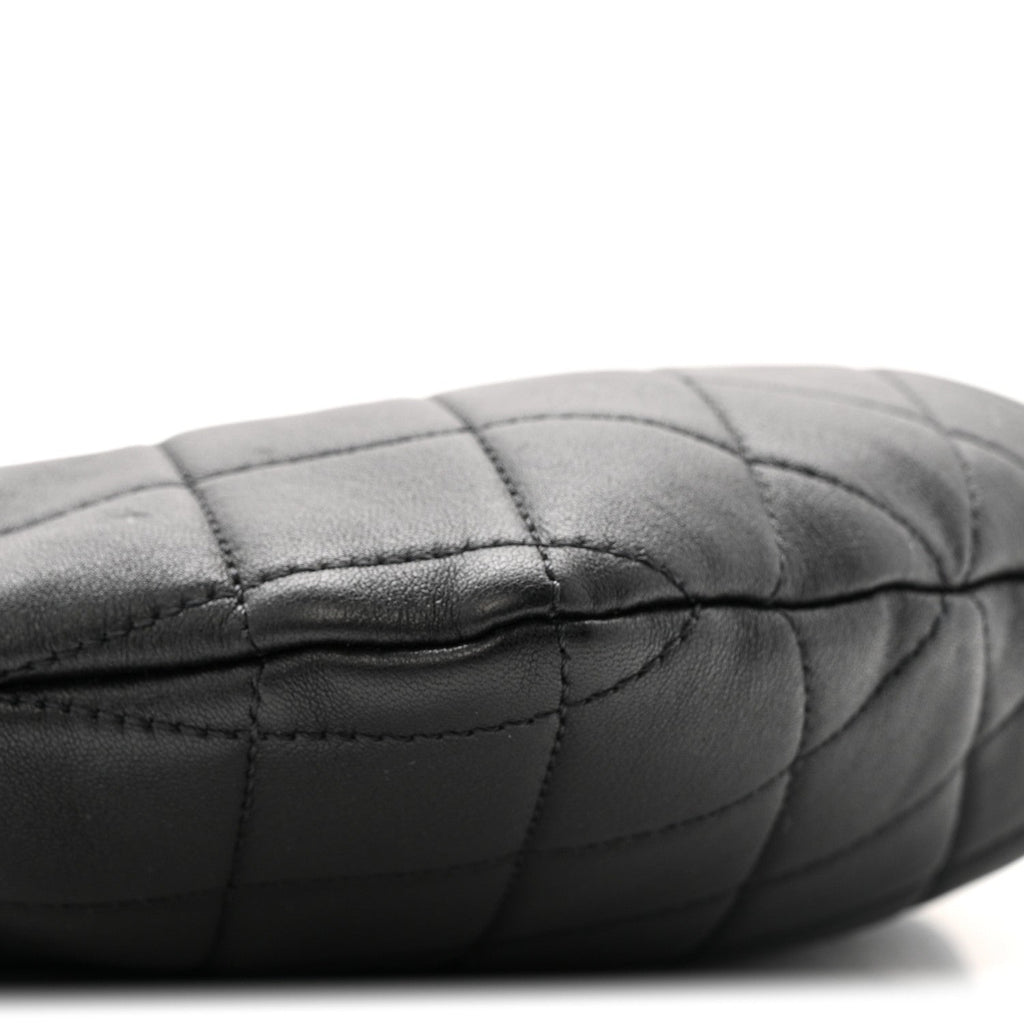 Chanel Lambskin Quilted Pearl Crown Clutch Bag Black