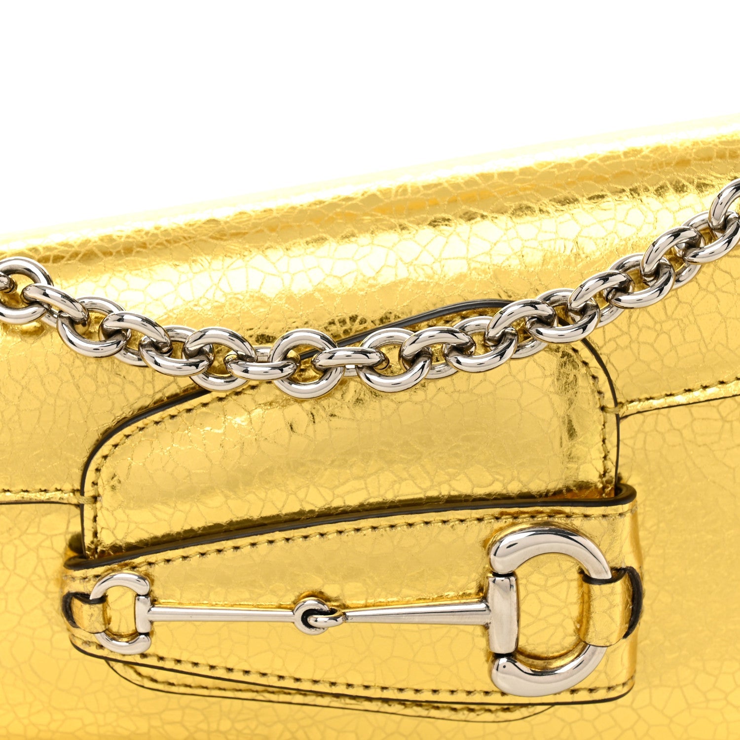 Gucci Metallic Demetra Mini Horsebit 1955 Asymmetric Shoulder Bag Gold